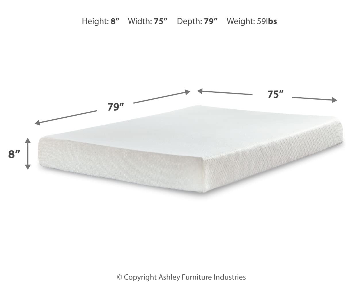 Condition photo showing New/Like New for Signature Design by Ashley King Size Chime 8 Inch Medium Firm Gel Memory Foam Mattress with Green Tea & Charcoal Extract, Fiberglass Free, Mattress In A Box