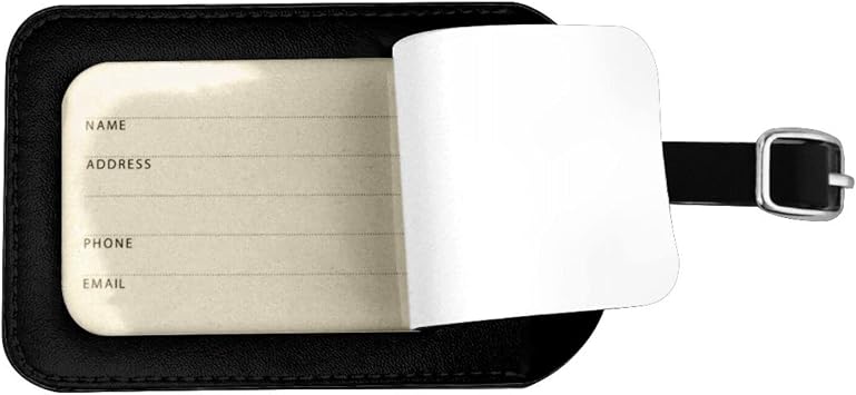 Personalized Luggage Tags Custom Your Own Text, Image, Photo, Logo Customized Airplane Name ID Identifier Labels for Suitcase Travel Bag Leather Privacy Cover Black Baggage Tag