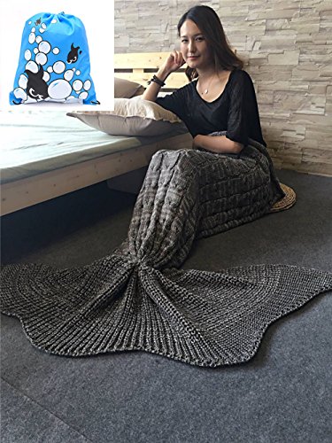 CZL Knitted Mermaid Tail Blankets for Adults Teens Sleeping Bags Crochet Blanket Super Soft Sleeping Blankets (71