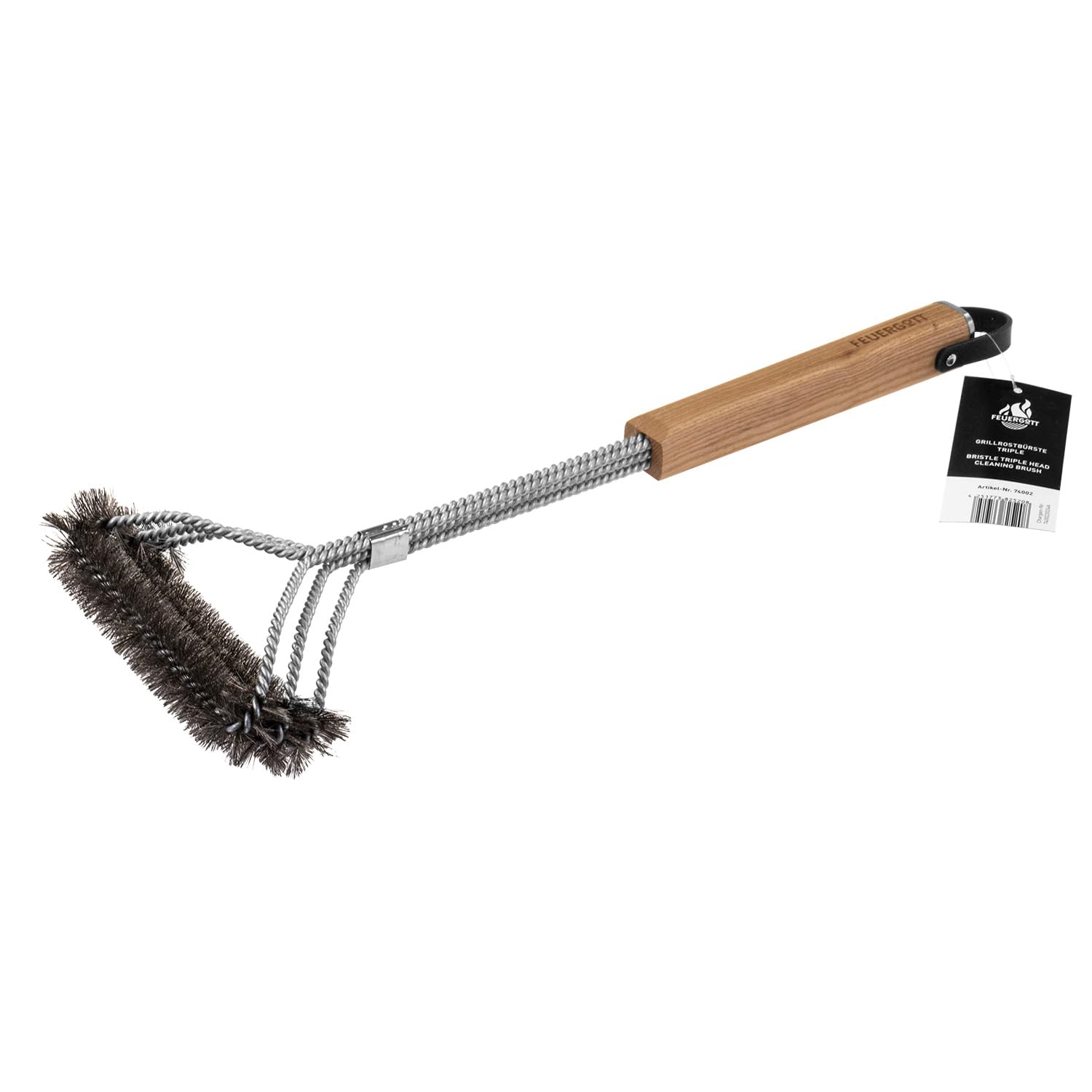 Grillbesteck-Set 4 Teile Edelstahl, Zedernholz, Lederschlaufen, Grillbesteck mit Grillzange, Grillwender, Grillspachtel und Grillbürste