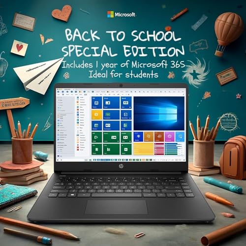 Image of HP 14 inch Laptop, Intel Processor, 8GB RAM, 128GB SSD | Copilot AI, Long Battery Life, Lightweight 3.64 lbs, Microsoft 365, Windows 11 for Students & Office, Black