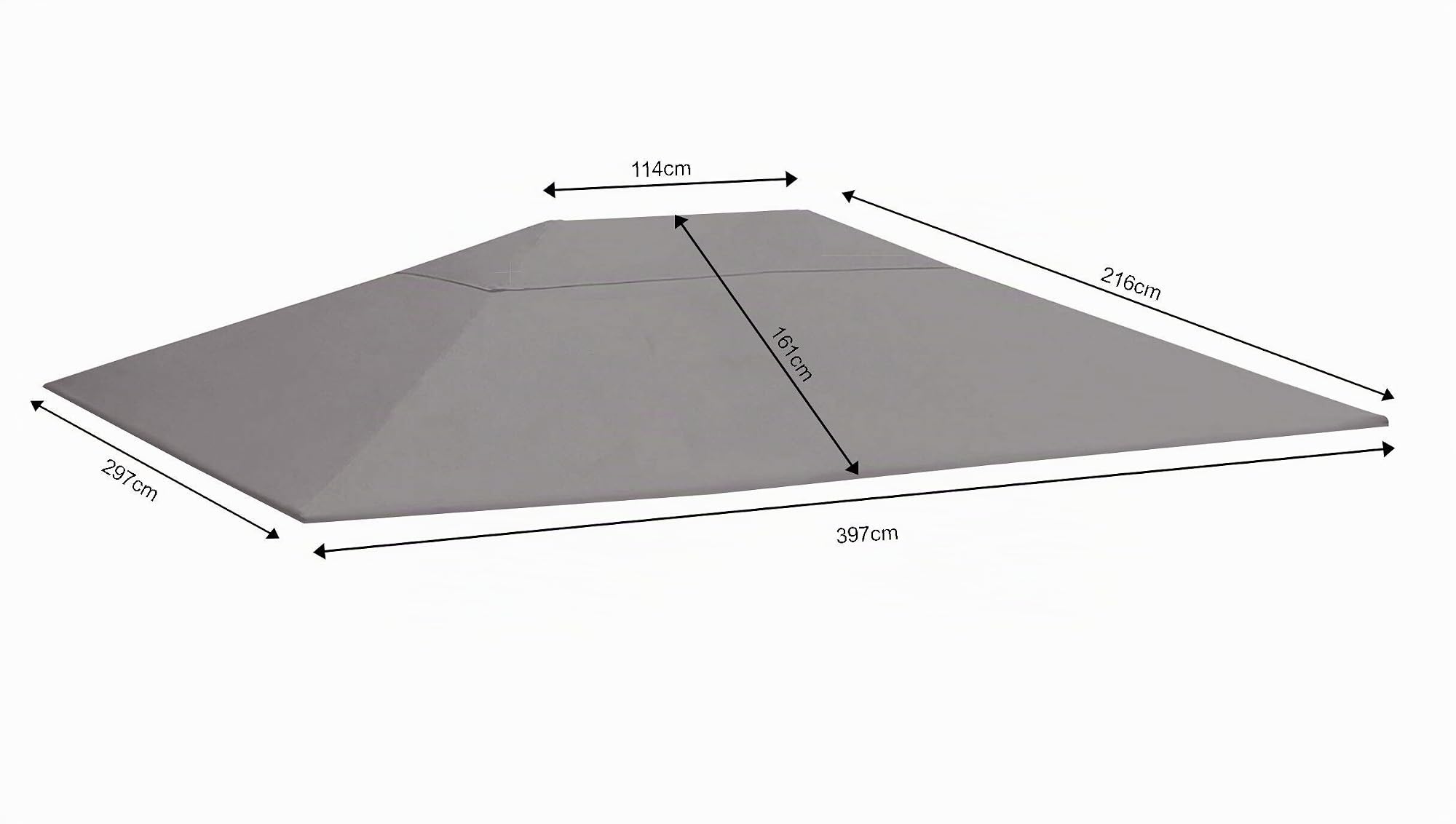 QUICK STAR Set Ersatzdach und 2 Seitenteile für Garten Pavillon 3x4m Grau RAL 7012 Antik Pavillondach Ersatzbezug Seitenwände