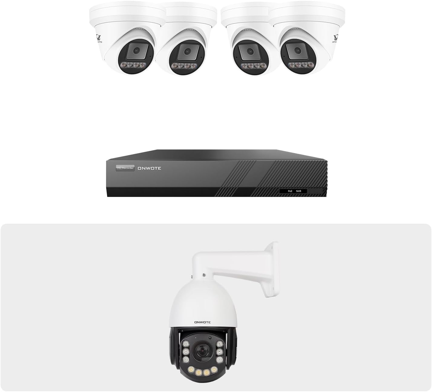 ONWOTE 8 Channel 4K NVR Security Camera System (5) Wired PoE IP Cameras