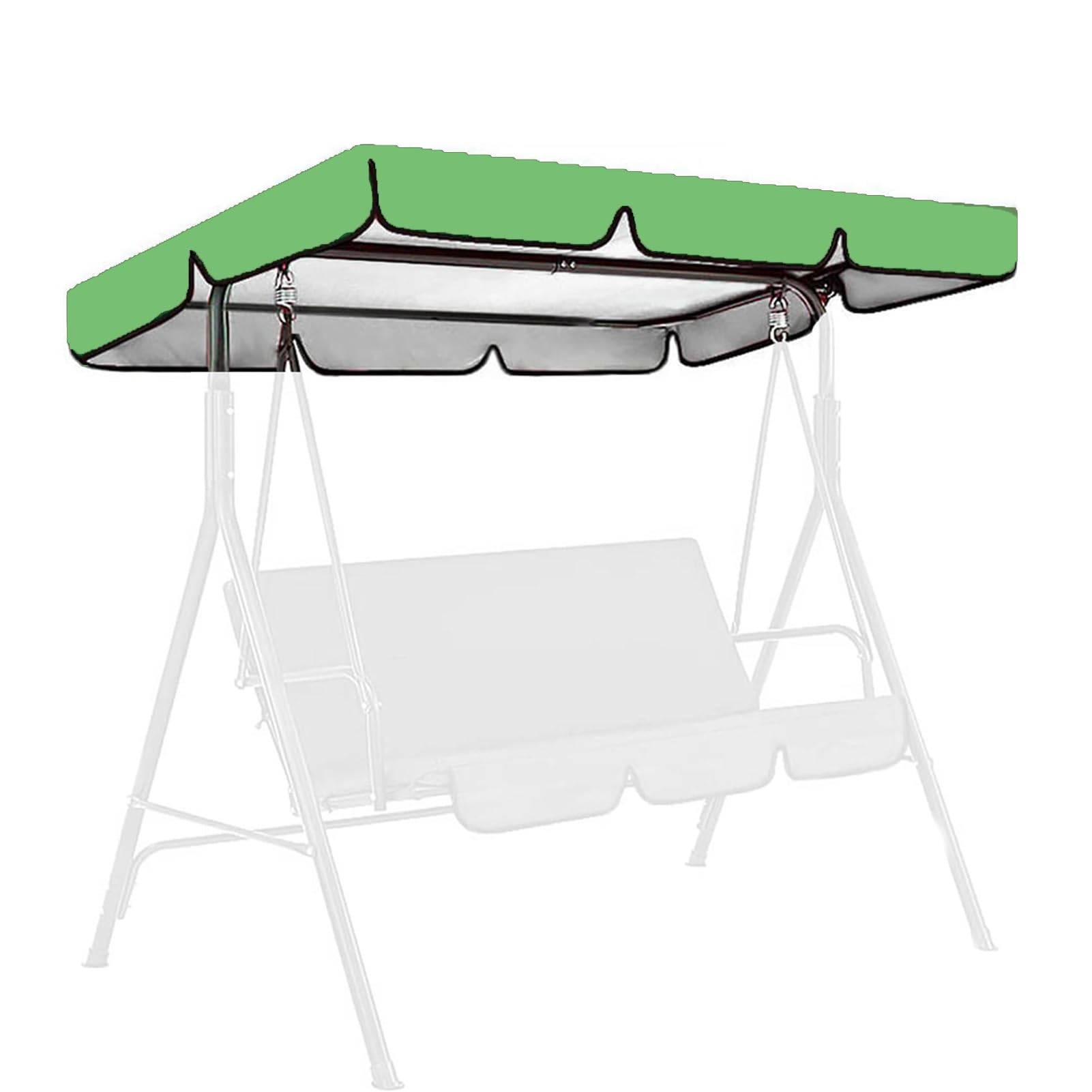 DLLDLGG Outdoor Swing Canopy Top Replacement, Garden Furniture Sun Shade Cover, 210D Rain and Snow Protection Porch Swing Canopy Replacement Cover for Patio Swing Chair(Green,74x52in)