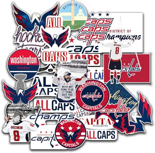 28 PCS Set of Washington Vinyl Capitals Stickers Pack Washington Decal Capitals 2-3 inches