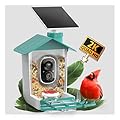 COOAU 2K Smart Bird Feeder with Camera, Faster Solar Powered Charging, Outdoor Birdhouse Cam with Precise AI Birds Recognition, Live Video Watching and Notifications, Ideal Gift for Bird Lovers, Blue