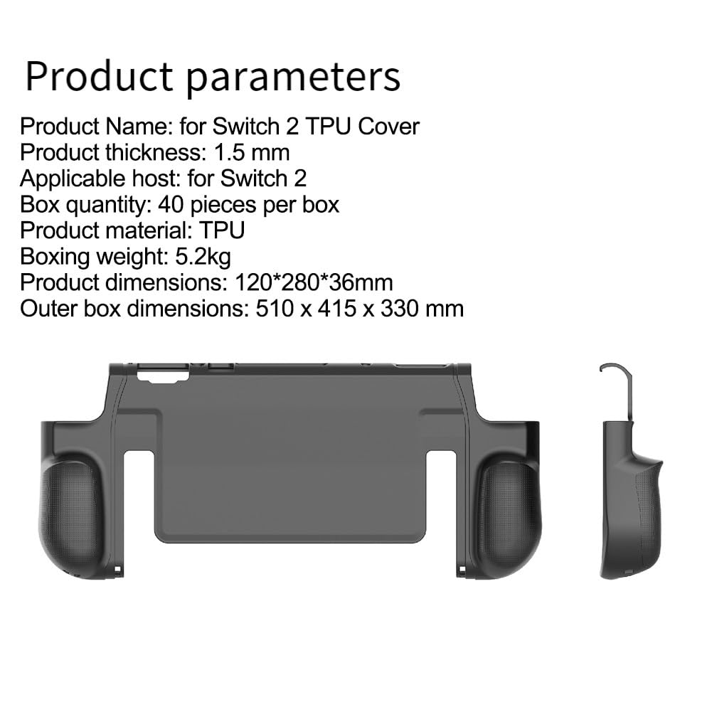 Custodia protettiva per Nintendo Switch 2, PC+per TPU Cover antiscivolo con supporto pieghevole, corpo completo per protezione, per design compatto (12 x 28 x 3,6 cm), nero