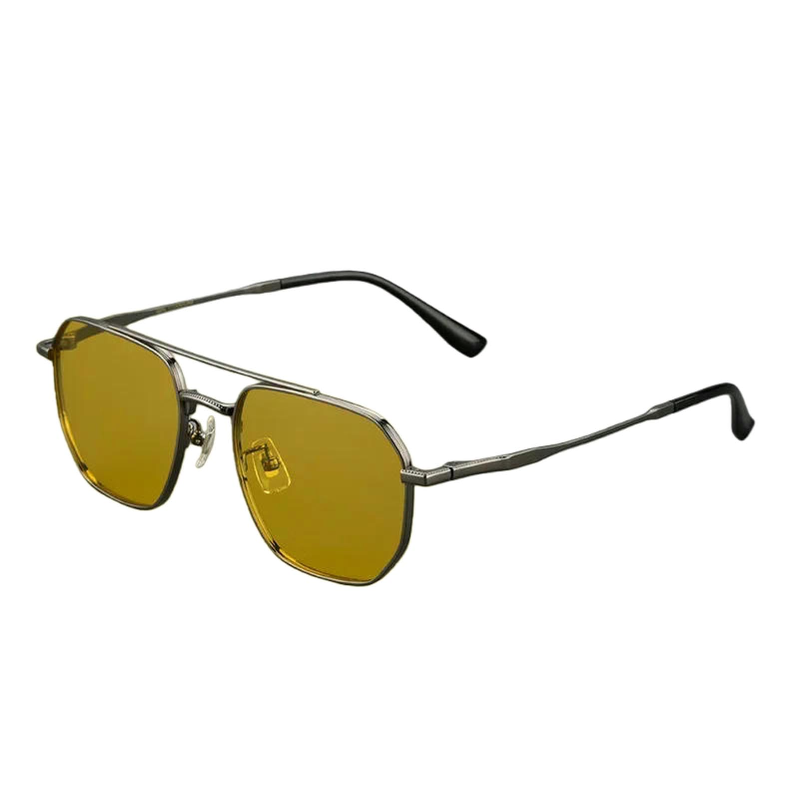 Occhiali da Sole Classici in Titanio A Doppio Ponte Uomo per Guida All'aperto Visione Notturna, Pesca Antiriflesso Uv400-no-polarizzato