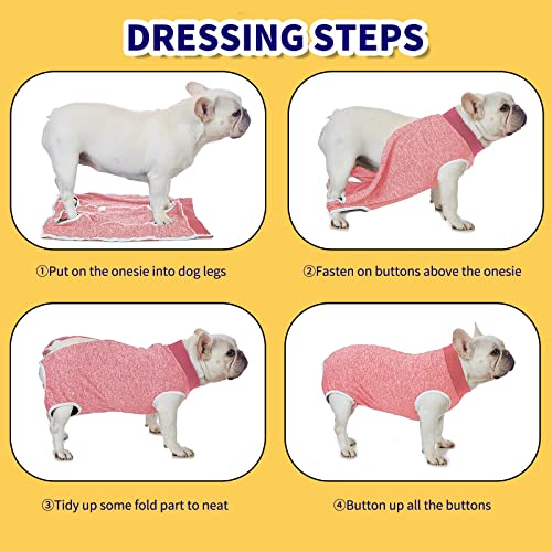 Image of Dog Surgery Recovery Suit-Comfortable & Breathable Dog Recovery Suit After Surgery,Dog Surgical Recovery Suit Female Male,Prevent Licking Dog Onesies,Substitute E-Collar & Cone-Red X-Small