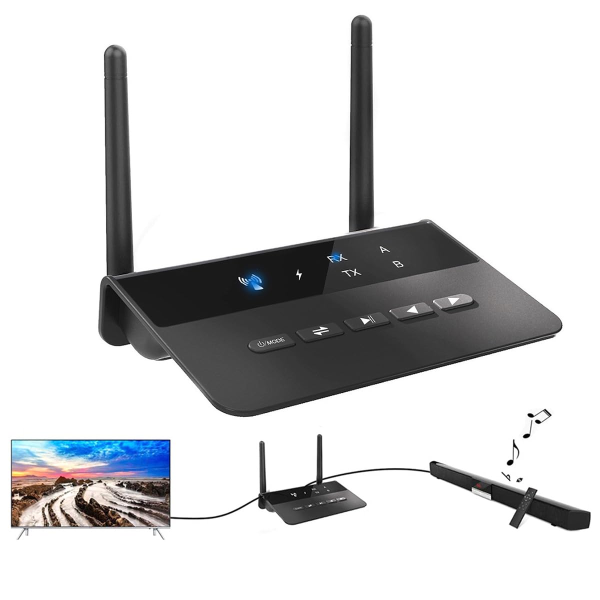 Nadajnik i odbiornik Bluetooth Namvo 2 w 1 obs?uguje ??cze Bluetooth 3,5 mm do telewizora, domowego stereo, s?uchawek BT, telefonu