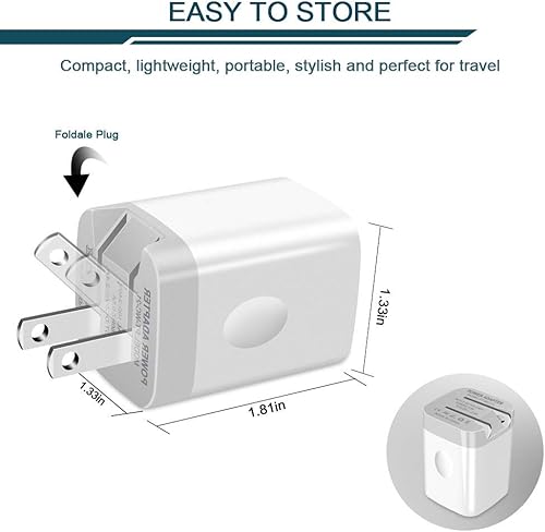 Miniatura 2 de AILKIN - Paquete de 3 cubos de carga rápida, bloque de cargador plegable de doble puerto, adaptador de corriente USB rápido para iPhone 17 Air/16