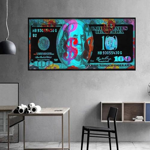 WGYANHY Cuadro En Lienzo Graffiti Street Money Art 100 dólares ImpresióN En Lienzo PóSteres Y Grabados DecoracióN Moderna Del Hogar De La Sala De Estar (W1539, 35X70CM, Sin marco) - imagen 3
