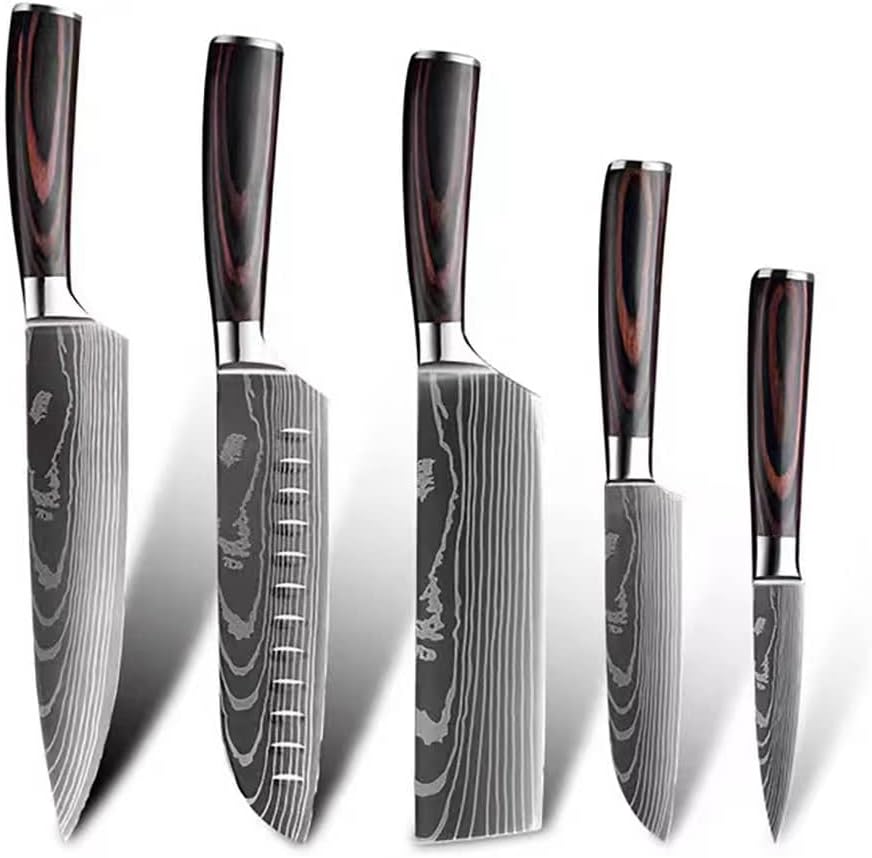 Kitchen Knife Sets 5 piece, Chef Knives Professional Chef Knife Set High Carbon Stainless Steel for Vegetable Meat Fruit Cutting (5pcs knife set)