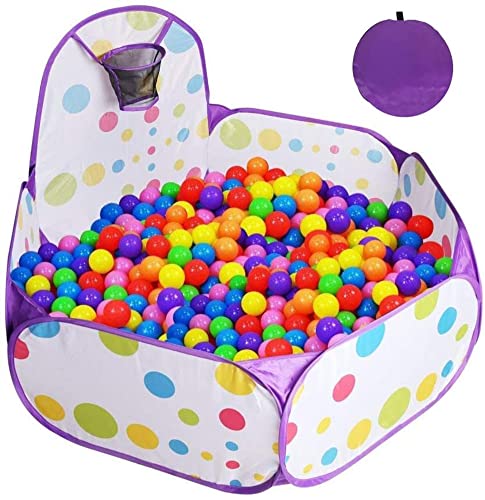 LPRTALK Kinder-Bällebad Spielzelt Kleinkinder-Bällebad mit Basketballkorb und Aufbewahrungstasche mit Reißverschluss für Kleinkinder Kinder 4 Ft/120CM Lila (Bälle Nicht enthalten) Cover