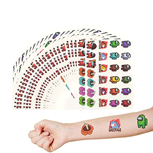 Among Game Birthday Party Favors Supplies for Kids, 20 Pcs Temporary Tattoos Water Bottles Stickers Us Birthday Decorati
