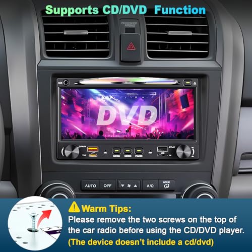 Double Din Carplay Car Radio with CD/DVD, 7 Inch Touchscreen Stereo with Wireless CarPlay & Android Auto Support Backup Camera, Bluetooth & Voice Control, Mirror Link, Subwoofer,SWC, AM/FM Radio by Focarado - Image 3