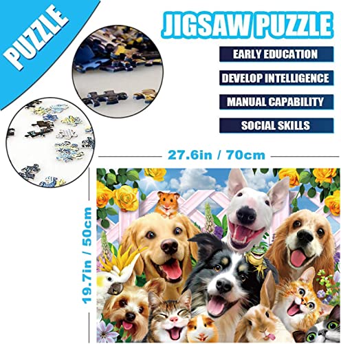 AveJoys Jigsaw Puzzles for Adults 1000 Piece Happy Pets 27.56 x 19.69 Inch Puzzles for Adults Educational Challenge 1000 Pieces Puzzles - Image 4