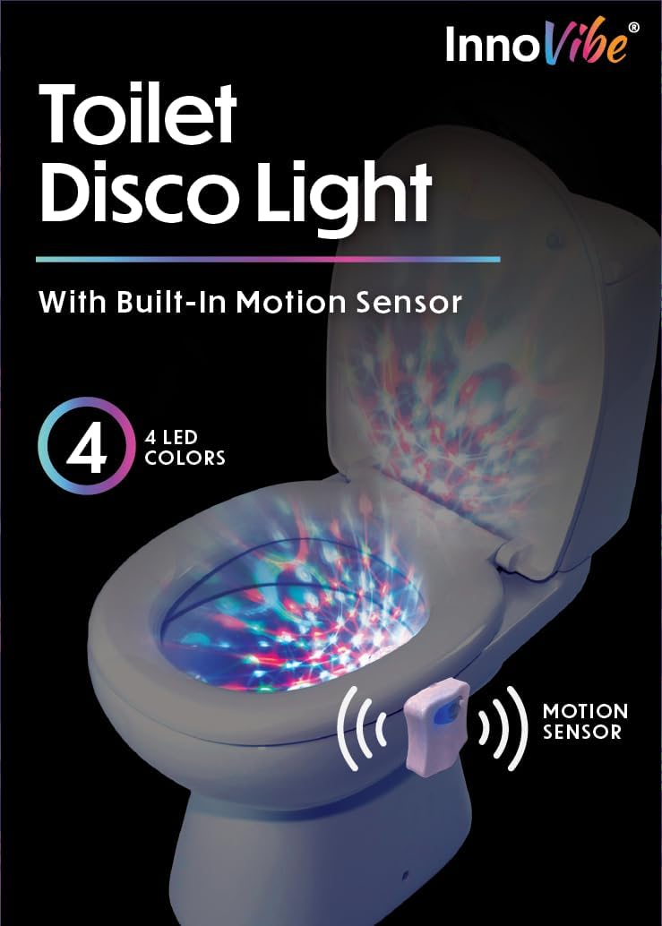 InnoVibe Toilet Disco Light, Motion Activated,Turn Your Late Night-Light Bathroom into an ...