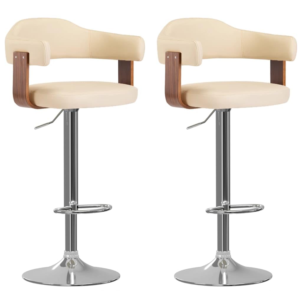 Tabourets de bar en bois de hêtre crème de style minimaliste x2