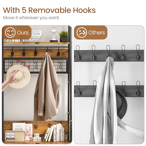 image for Lamerge Large Hall Tree With Bench and Shoe Storage Set of 2,Coat and 