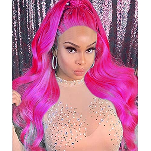 ZeniRuec Lace Front Perruque Hot Pink Perruque Loose Ondulé Synthétique Longue Free Part Heat Resistant Queen Cosplay Perruques pour Femmes Cover
