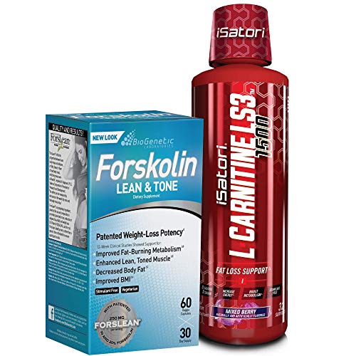 iSatori L-Carnitine LS3 Mixed Berry 1500mg (32 Servings) & BioGenetic Labs Forskolin Lean & Tone