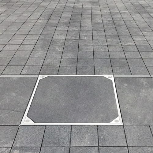 HarBin-Star - Tapa de alcantarilla de aluminio, tapa de alcantarilla incrustada con marco, tapa de canal cuadrada, tapa de inspección invisible, para escenas interiores y exteriores (60 x 60 x 5,5 cm)