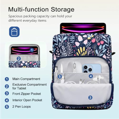 Image of TiMOVO 13 Inch Tablet Sleeve with Shoulder Strap, Color Flower
