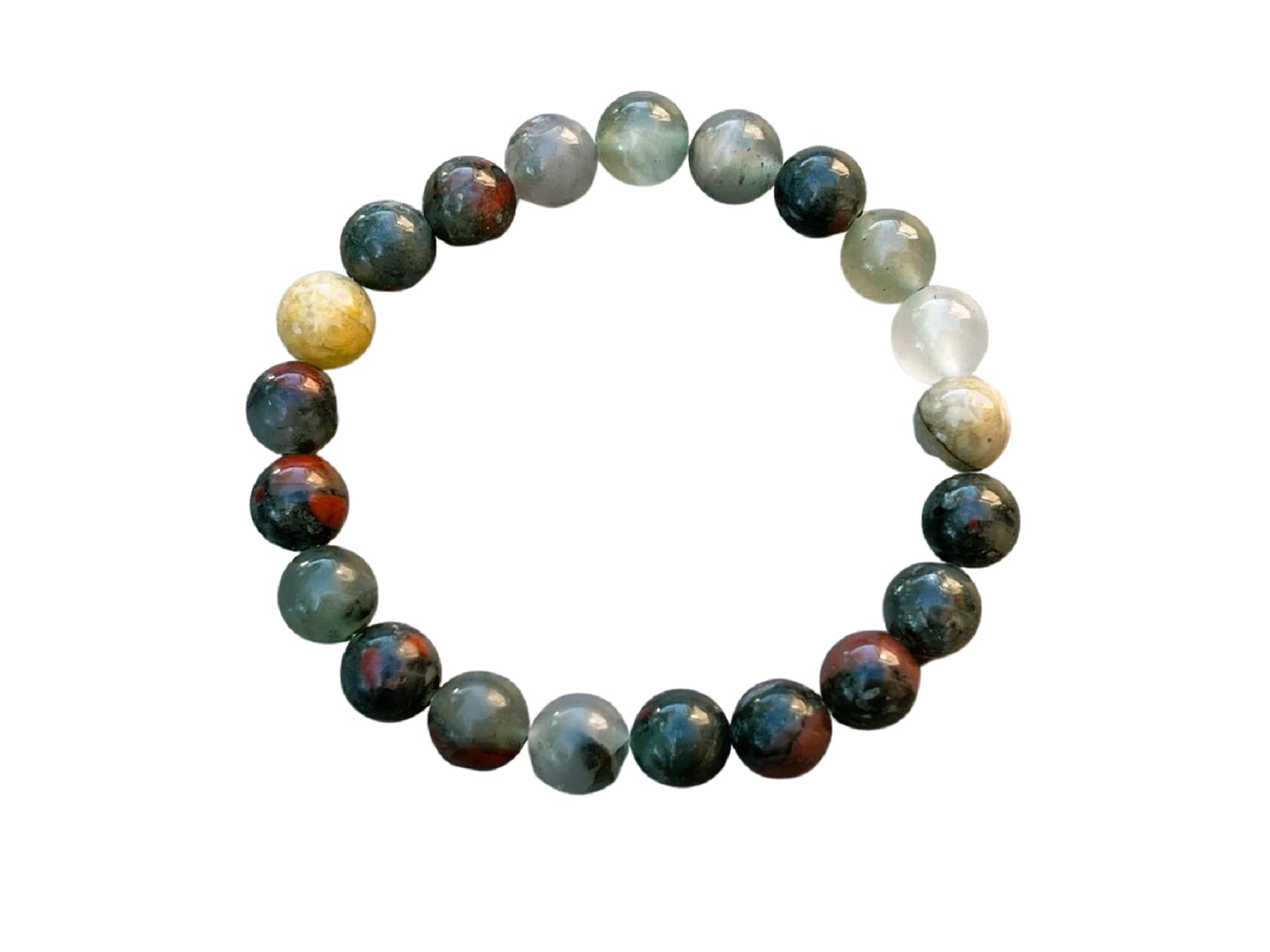 GAF TREASURES Grade A ++ Bloodstone Crystal Bead Bracelet 8mm, Genuine Bloodstone Stretch Gemstone Bracelet, Healing Crystals, Gift for Men & Women