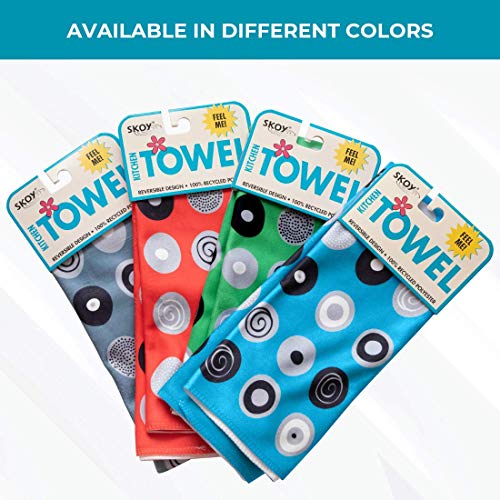 Skoy Kitchen Towel, 100% Recycled Polyester Towel For Dishes, Glassware, Cookware And Hands, Reversible Design, Absorbent Kitchen Towel, 18" X 24", 1-Pk, Red #TOP3