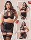 comeondear Wetlook Dessous-Sets für Damen PU Leder Große Größen Sexy Push Up BH mit Minirock Erotische Unterwäsche Nachtwäsche Frauen Mollig Reizwäsche Minikleid Clubwear Lingerie Women(Schwarz,XL)