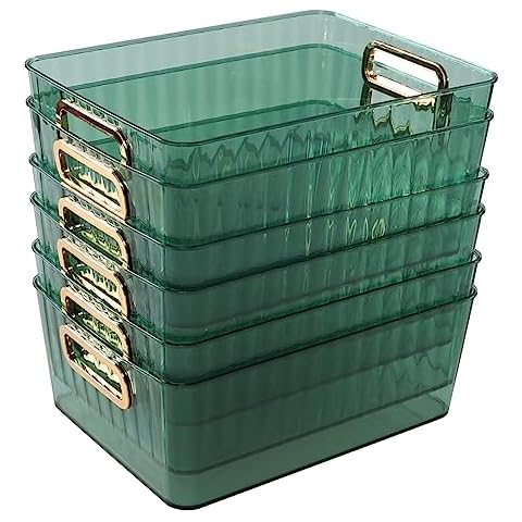 Rinboat Clear Pantry Storage Organizer Bins, Green, 6 Packs Cover