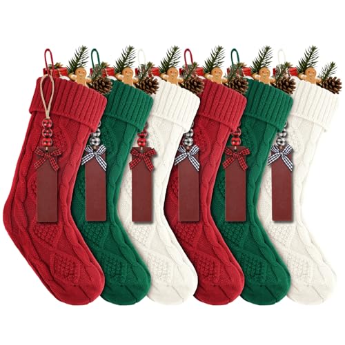 Suranew Christmas Stockings, Personalized Christmas Stockings 18 Inches Large Size Cable Knitted...