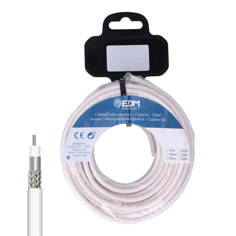 20m aluminium shielded coaxial cable reel ideal for high quality installations on networks and TVs with efficient interference protection