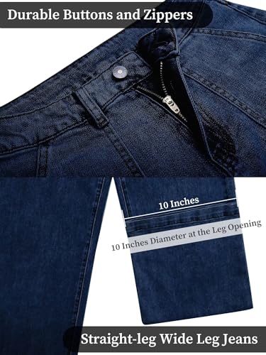 Image of Wide Leg Jeans for Women High Waist Stretch Cargo Denim Pants