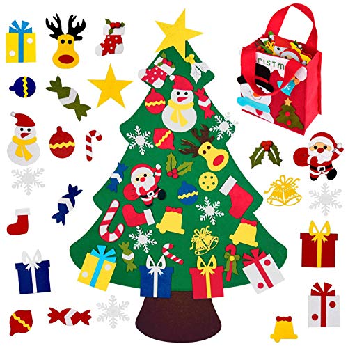 Buptop Kevin-KW DIY Felt Christmas Tree with 30pcs Ornaments, Christmas Door Wall Hanging Decorations,Xmas Gifts for Kids New Year Handmade,Felt Christmas Tree for Toddlers