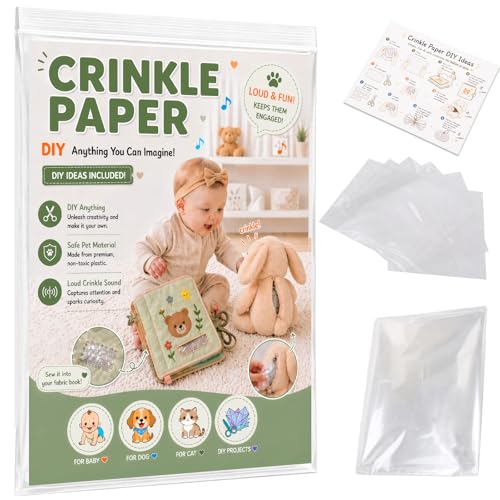 Vinspire Crinkle Paper for Babies - Crinkle Fabric DIY Kit - Baby Gift Set with Instructions - Sensory Crinkle Paper for Baby Toys & Pet Toys - Safe PET Crinkle Material for Baby Toys