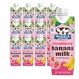 Mooala - Organic Strawberry Bananamilk, Lunchbox Friendly, Shelf-Stable, Non-Dairy, Nut-Free, Plant-Based Beverage, On the Go 12 Pack