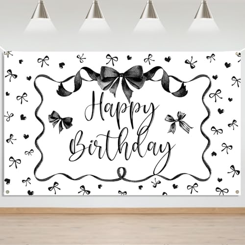Banner Negro Mocsicka con Lazo para Fondo de Cumpleaños miniatura 1