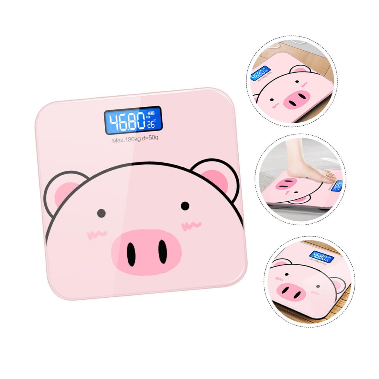 Báscula Digital de Peso Corporal Vidrio Templado y Precisión de 2 Decimales, Diseño de Dibujos Animados Práctica para Obsequio Hogar