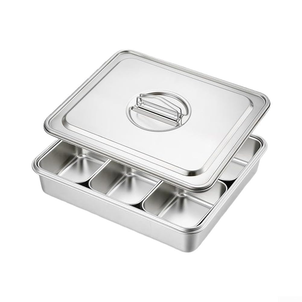 Scatola per condimenti in acciaio inossidabile con vassoi staccabili per spezie condimenti cibo secco forniture armadio forniture argento 43,5 cm