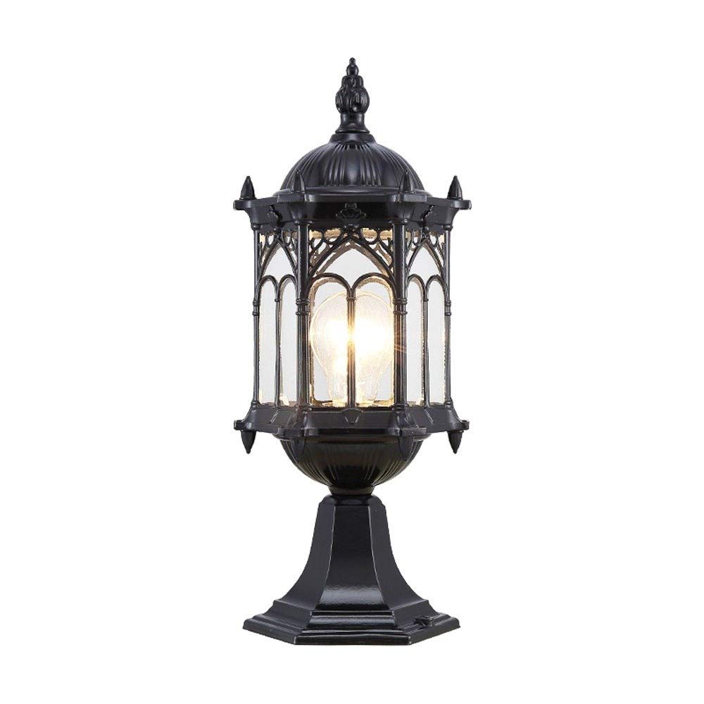VDOQTLJT Wall Waterproof Glass Clear Outdoor Post Lights Gate Villa Light Garden European Aluminum Pillar Lamp Home Exterior Courtyard Pole Lantern Landscape Lighting Stadium(Nero)