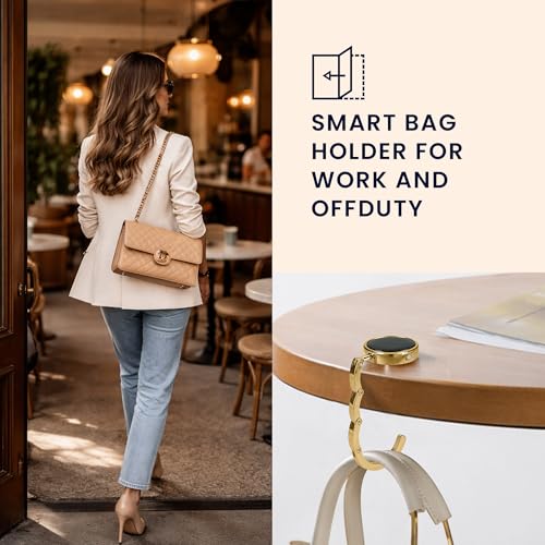 kwmobile Taschenhalter für Tisch - 2x Handtaschenhalter für Tisch - Taschenhaken faltbar - Taschen Aufhänger - Taschen Halter Haken - Tischhaken Set Gold