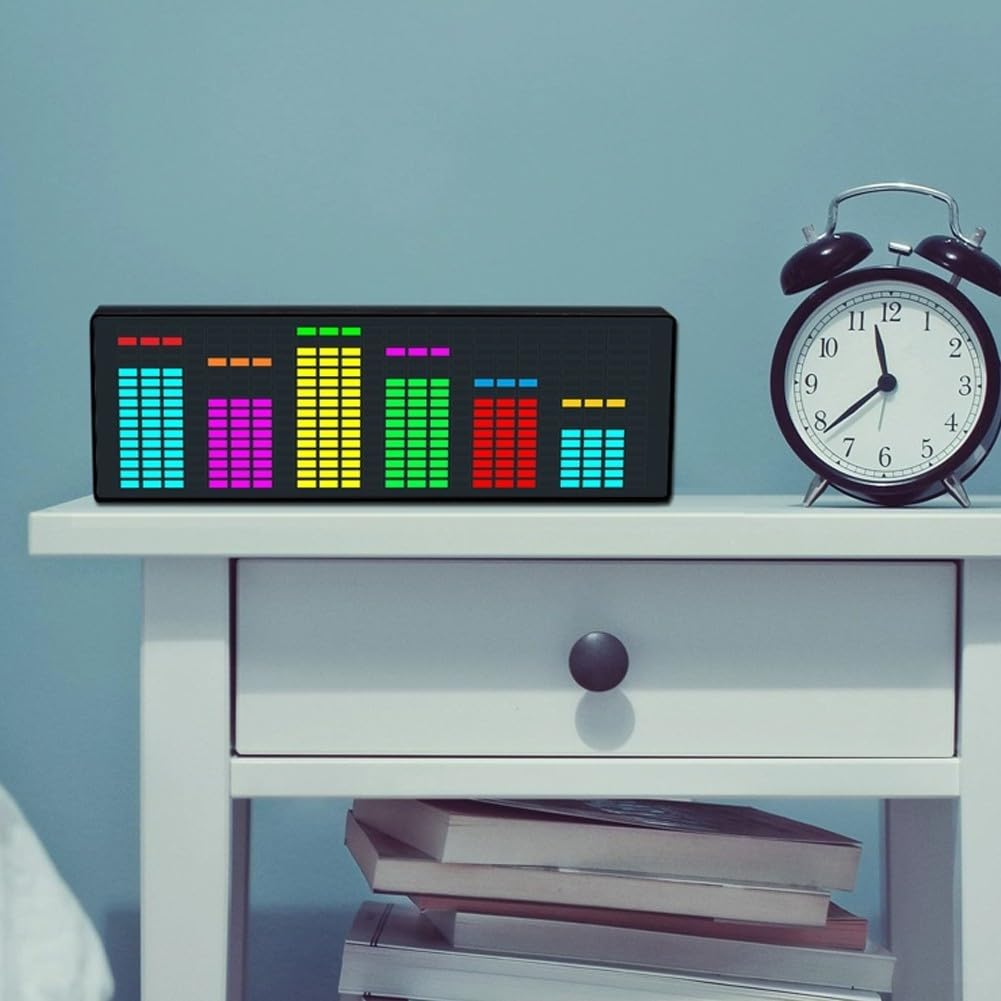 Musikspektrum-Analyzer Mit RGB-LED-Display – 20 Segmente, 20 Stufen, Sprach- & Drahtsteuerung, Für MP3, PC, Verstärker – Zeigt Uhrzeit & Musikrhythmus An