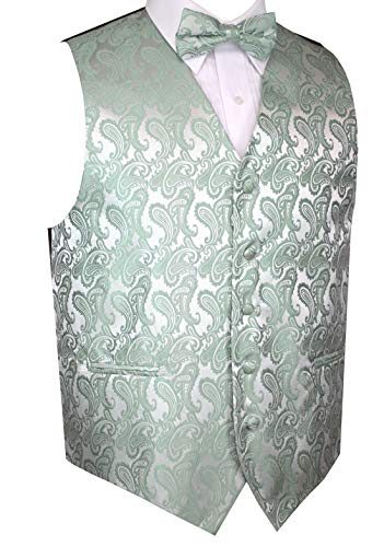 Men's Formal Tuxedo Vest & Bow-Tie Set in Sage Paisley