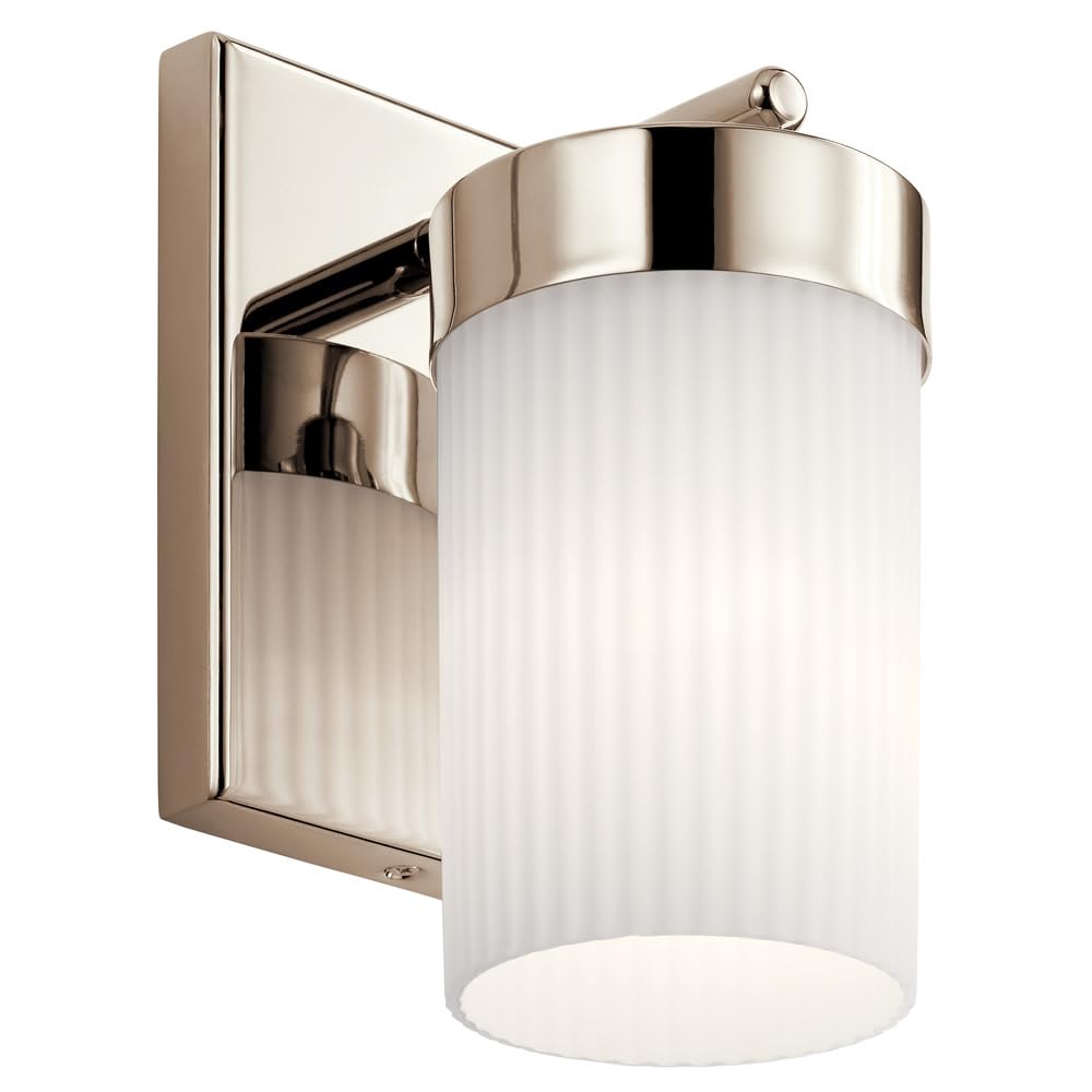 Photo 1 of Kichler Ciona 9 inch 1 Light Wall Sconce with Round Ribbed Glass in Polished Nickel