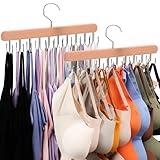 2 Pack Tank Top Hanger, 40 Hooks Large Capacity Bra Hanger, Bra Hangers for Closet Organizer & Storage, Tank Top Hangers Space Saving, Standard Hangers for Sports Bras, Tank Top (Wood, 2 Pack)