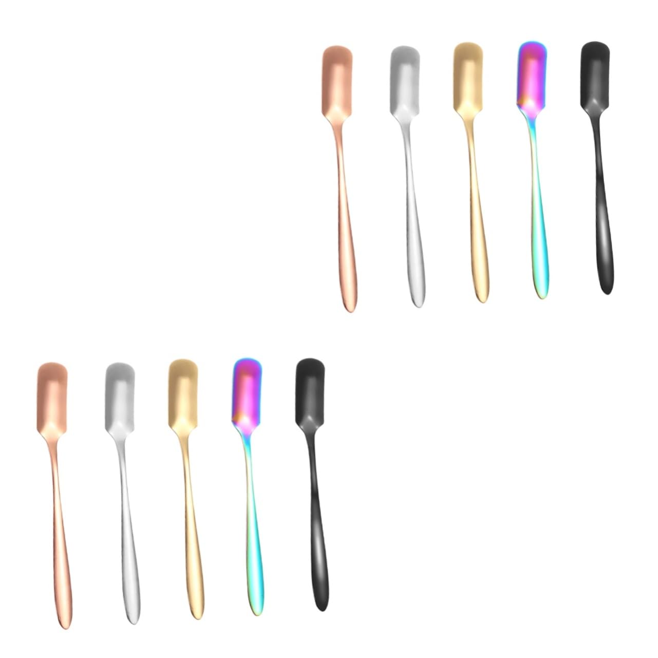 Cabilock 2sets 5pcs Dessert Spoon Long Handle Coffee Cake and Ice Cream Spoons Lightweight Easy to Clean Stylish Design for Serving Desserts and Beverages 5pcs*2