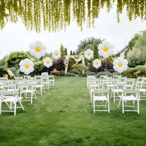 GLASNES 10 Pcs Daisy Balloons Daisy Party Decorations Groovy Party Decorations Retro Hippie Boho Girl Party Decor White Balloons Daisy Flower Balloon by GLASNES - Image 7