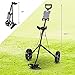 GYMAX Golf Cart, 2 Wheel Golf Push Cart with 9.5” Wear-Resistant Rubber Wheels, Elastic Strap & Scoreboard, Folding Lightweight Portable Golf Caddy Cart for Teens Adults